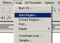 sound forge synthesiser sample creation by find and extract region - auto region option